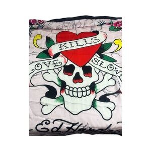 Ed Hardy Love Kills Slowly Scar Skull Print S- Multicolor